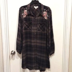 NWT Knox Rose Olive Plaid Tunic/Dress. Size XL. Beautiful Boho.